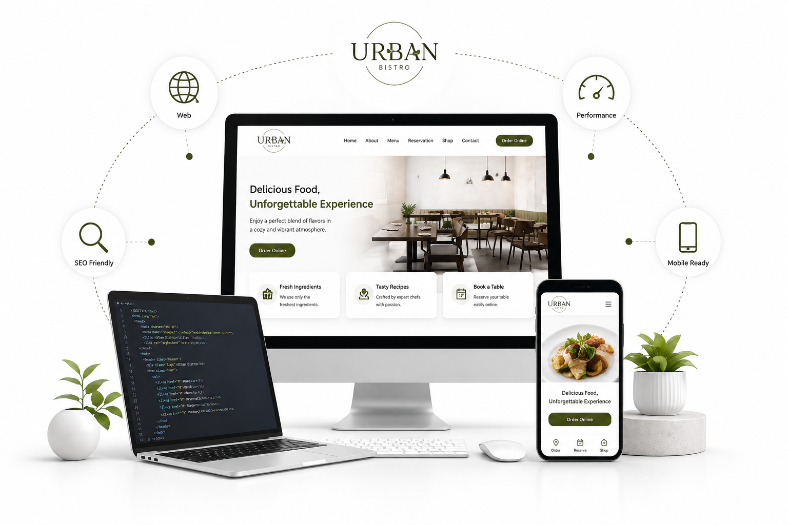Custom website design across desktop, laptop and mobile